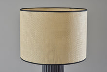 29" Black Ceramic Cylinder Table Lamp With Beige Drum Shade