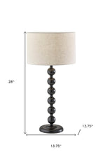 28" Black Solid Wood Candlestick Table Lamp With Off White Drum Shade