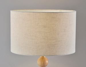 28" Brown Solid Wood Candlestick Table Lamp With Off White Drum Shade