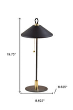 20" Black and Gold Metal Two Light Candlestick LED Table Lamp With Black Cone Shade