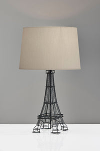 25" Black Acrylic Paris Desk Table Lamp With White Drum Shade