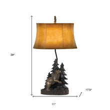 29" Bronze Bear in the Woods Table Lamp With Brown Bell Shade