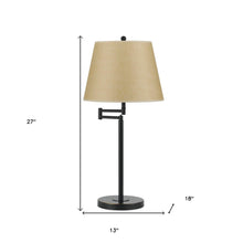 27" Bronze Metal Table Lamp With Tan Empire Shade