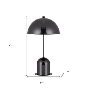 20" Gunmetal Dark Gray Desk Table Lamp With Half Dome Shade