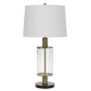 31" Clear Metal Table Lamp With White Empire Shade