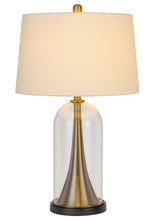 29" Clear Metal Table Lamp With White Empire Shade