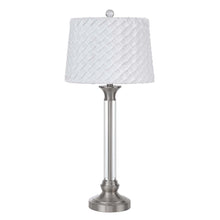 32" Nickel Metal Table Lamp With White Empire Shade