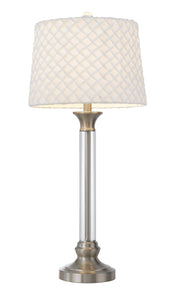 32" Nickel Metal Table Lamp With White Empire Shade