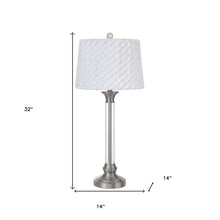 32" Nickel Metal Table Lamp With White Empire Shade