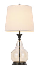 28" Clear Metal Table Lamp With White Empire Shade