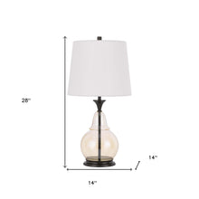 28" Clear Metal Table Lamp With White Empire Shade