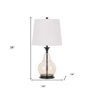 28" Clear Metal Table Lamp With White Empire Shade