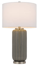 29" Gray Metal Cylinder Table Lamp With White Drum Shade