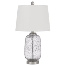 24" Nickel Metal Cylinder Table Lamp With White Empire Shade