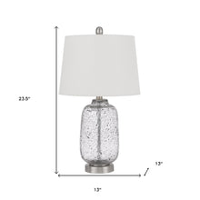 24" Nickel Metal Cylinder Table Lamp With White Empire Shade