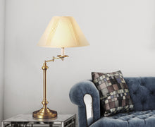 30" Bronze Metal Table Lamp With Off White Empire Shade