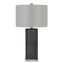 27" Black Metal Table Lamp With Gray Drum Shade