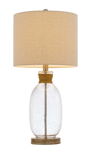 26" Brown Mason Jar Table Lamp With Brown Drum Shade