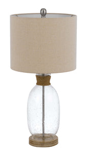 26" Brown Mason Jar Table Lamp With Brown Drum Shade