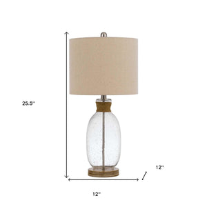 26" Brown Mason Jar Table Lamp With Brown Drum Shade