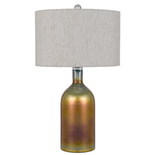 28" Gold Glass Novelty Table Lamp With Gray Drum Shade