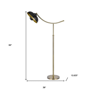 66" Bronze Adjustable Arc Floor Lamp With Bronze Dome Shade