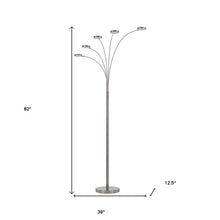 82" Nickel Five Light Led Arc Floor Lamp