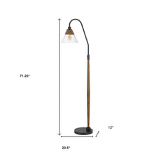 71" Brown Traditional Shaped Floor Lamp With Clear Transparent Glass Empire Shade