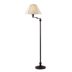 59" Bronze Swing Arm Floor Lamp With Beige Empire Shade