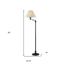 59" Bronze Swing Arm Floor Lamp With Beige Empire Shade