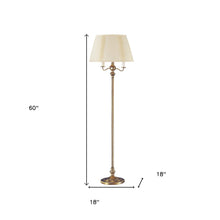 60" Bronze Four Light Traditional Shaped Floor Lamp With Beige Square Shade