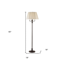 60" Bronze Four Light Traditional Shaped Floor Lamp With Beige Square Shade