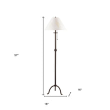 57" Black Traditional Shaped Floor Lamp With White Empire Shade