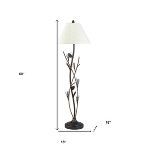 60" Rusted Traditional Shaped Floor Lamp With Brown Empire Shade