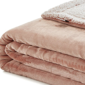 80" X 60" Blush Knitted Polyester Plush Throw Blanket