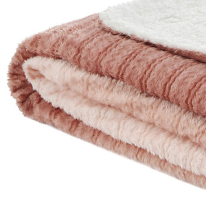 70" X 60" Blush Knitted Polyester Plush Throw Blanket