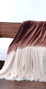 70" X 60" Blush Knitted Polyester Plush Throw Blanket