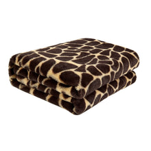 60" X 50" Yellow and Brown Knitted Polyester Animal Print Plush Throw Blanket