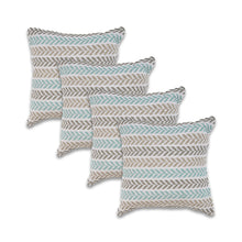 Set of Four 18" X 18" Black Beach Chevron Cotton Zippered Pillow