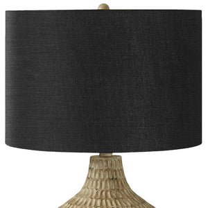 25" Brown Geometric Table Lamp With Black Drum Shade