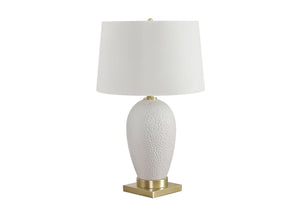 26" Gold and White Ceramic Urn Table Lamp With Cream Empire Shade