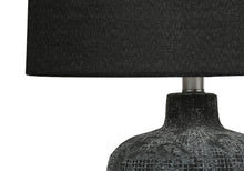 24" Black Ceramic Round Table Lamp With Black Drum Shade