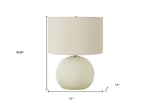 18" Cream Ceramic Round Table Lamp With Cream Drum Shade