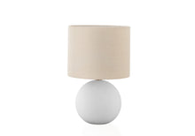 16" Cream Ceramic Round Table Lamp With Cream Drum Shade