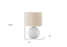 16" Cream Ceramic Round Table Lamp With Cream Drum Shade