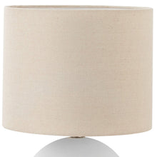 16" Cream Ceramic Round Table Lamp With Cream Drum Shade