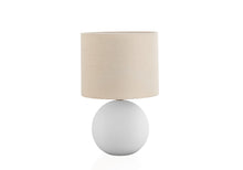 16" Cream Ceramic Round Table Lamp With Cream Drum Shade