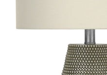 24" Gray Round Table Lamp With Ivory Drum Shade