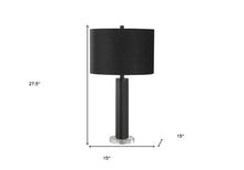 28" Black Metal and Acrylic Cylinder Table Lamp With Black Drum Shade