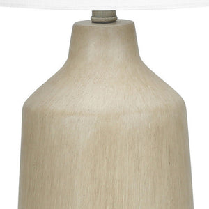 24" Beige Concrete Urn Table Lamp With Ivory Drum Shade